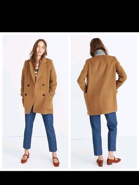 Madewell Double-Breasted Peacoat in Camel Brown